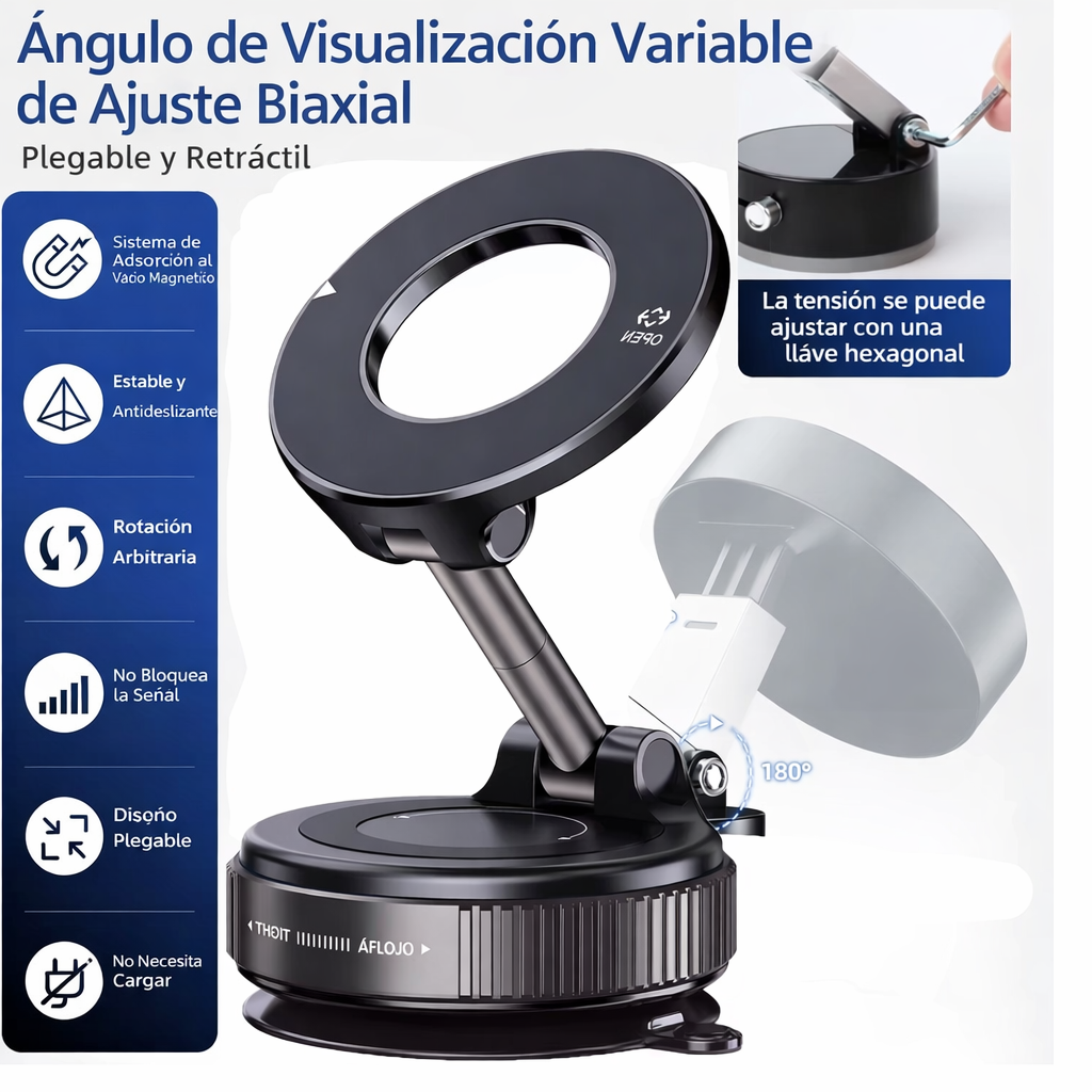Soporte de teléfono con ventosa magnética